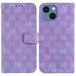 For iPhone 15 Double 8-shaped Embossed Leather Phone Case(Purple)