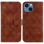 For iPhone 15 Double 8-shaped Embossed Leather Phone Case(Brown)