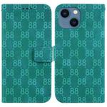 For iPhone 14 Double 8-shaped Embossed Leather Phone Case(Green)