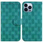 For iPhone 14 Pro Max Double 8-shaped Embossed Leather Phone Case(Green)