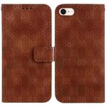 For iPhone SE 2022 / 2020 / 8 / 7 Double 8-shaped Embossed Leather Phone Case(Brown)