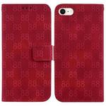 For iPhone SE 2022 / 2020 / 8 / 7 Double 8-shaped Embossed Leather Phone Case(Red)