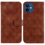 For iPhone 12 / 12 Pro Double 8-shaped Embossed Leather Phone Case(Brown)