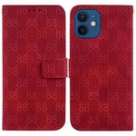 For iPhone 12 / 12 Pro Double 8-shaped Embossed Leather Phone Case(Red)