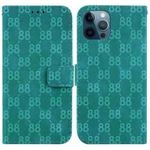 For iPhone 12 Pro Max Double 8-shaped Embossed Leather Phone Case(Green)