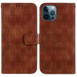 For iPhone 12 Pro Max Double 8-shaped Embossed Leather Phone Case(Brown)