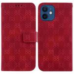 For iPhone 12 mini Double 8-shaped Embossed Leather Phone Case(Red)