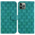 For iPhone 11 Pro Max Double 8-shaped Embossed Leather Phone Case(Green)