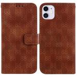 For iPhone 11 Double 8-shaped Embossed Leather Phone Case(Brown)