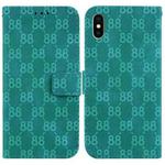 For iPhone X / XS Double 8-shaped Embossed Leather Phone Case(Green)