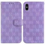 For iPhone X / XS Double 8-shaped Embossed Leather Phone Case(Purple)