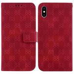 For iPhone X / XS Double 8-shaped Embossed Leather Phone Case(Red)
