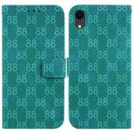 For iPhone XR Double 8-shaped Embossed Leather Phone Case(Green)