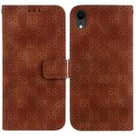 For iPhone XR Double 8-shaped Embossed Leather Phone Case(Brown)