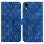 For iPhone XR Double 8-shaped Embossed Leather Phone Case(Blue)