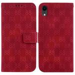 For iPhone XR Double 8-shaped Embossed Leather Phone Case(Red)