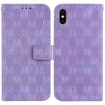 For iPhone XS Max Double 8-shaped Embossed Leather Phone Case(Purple)