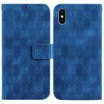 For iPhone XS Max Double 8-shaped Embossed Leather Phone Case(Blue)