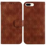 For iPhone 8 Plus / 7 Plus Double 8-shaped Embossed Leather Phone Case(Brown)