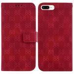 For iPhone 8 Plus / 7 Plus Double 8-shaped Embossed Leather Phone Case(Red)