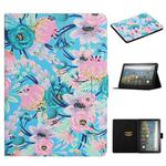 For Amazon Kindle Fire Max 11 Colored Drawing Flower Smart Leather Tablet Case(Pink Flower)