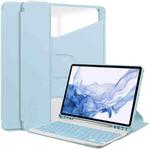 For Samsung Galaxy Tab S9 360 Rotation Transparent Smart Leather Case with Keyboard(Sky Blue)