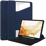 For Samsung Galaxy Tab S9+ 360 Rotation Transparent Smart Leather Case with Keyboard(Dark Blue)