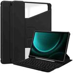 For Samsung Galaxy Tab S9 FE+ / S10+ 360 Rotation Transparent Smart Leather Case with Keyboard(Black)
