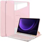 For Samsung Galaxy Tab S9 FE / S10 FE 360 Rotation Transparent Smart Leather Case with Keyboard(Pink)