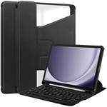 For Samsung Galaxy Tab A9+ 360 Rotation Transparent Smart Leather Case with Keyboard(Black)