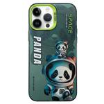 For iPhone 14 Pro Max Astronaut Pattern PC Phone Case(Green Space Panda)
