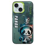 For iPhone 15 Astronaut Pattern PC Phone Case(Green Space Panda)