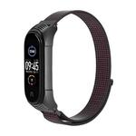 For Xiaomi Mi Band 3 / 4 / 5 Mijobs Breathable Adjust Nylon Loop Plus V Watch Band(Black Red)