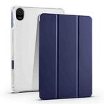 For Honor Pad 8 3-folding Transparent TPU Smart Leather Tablet Case(Dark Blue)