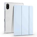 For Honor Pad V8 Pro 3-folding Transparent TPU Smart Leather Tablet Case(Ice Blue)
