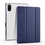 For Honor Pad V8 Pro 3-folding Transparent TPU Smart Leather Tablet Case(Dark Blue)