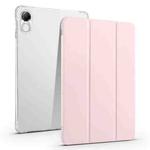 For Honor Pad X8 Pro / Pad X9 3-folding Transparent TPU Smart Leather Tablet Case(Ice Pink)