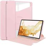 For Samsung Galaxy Tab S9+ 360 Rotation Transparent Smart Leather Case(Pink)
