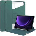 For Samsung Galaxy Tab S9 FE / S10 FE 360 Rotation Transparent Smart Leather Case(Dark Green)