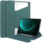 For Samsung Galaxy Tab S9 FE+ / S10+ 360 Rotation Transparent Smart Leather Case(Dark Green)