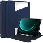 For Samsung Galaxy Tab S9 FE+ / S10+ 360 Rotation Transparent Smart Leather Case(Dark Blue)