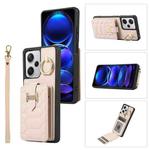 For Xiaomi Redmi Note 12 Pro 5G Global Vertical Card Bag Ring Holder Phone Case with Dual Lanyard(Beige)