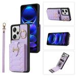For Xiaomi Redmi Note 12 Pro 5G Global Vertical Card Bag Ring Holder Phone Case with Dual Lanyard(Purple)