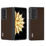 For Honor Magic V2 Electroplating Carbon Fiber Texture Protective Phone Case(Dark Brown)