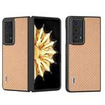For Honor Magic V2 Electroplating Carbon Fiber Texture Protective Phone Case(Gold)