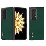 For Honor Magic V2 ABEEL Cross Texture Genuine Leather Phone Case(Green)
