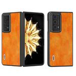 For Honor Magic V2 Dual Color Lichi Texture PU Phone Case(Orange)