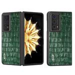 For Honor Magic V2 Crocodile Texture Genuine Leather Phone Case(Green)