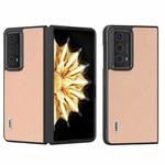 For Honor Magic V2 ABEEL Genuine Leather + PC Litchi Texture Phone Case(Pink Gold)