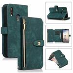 For Huawei P20 Lite Dream 9-Card Wallet Zipper Bag Leather Phone Case(Green)